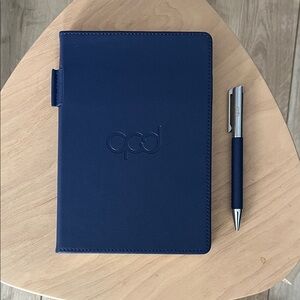 Blue Genuine Leather Notebook with Pen - Brand New